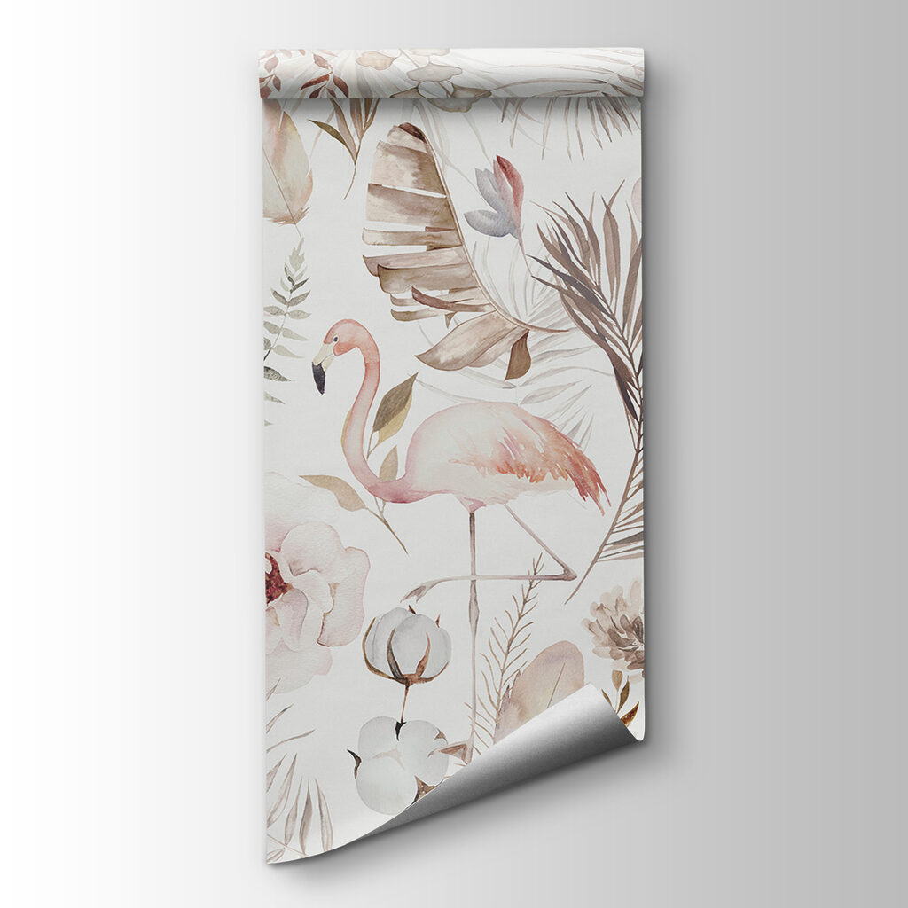 A watercolor painting of flamingos and flowers A watercolor painting of flamingos and flowers