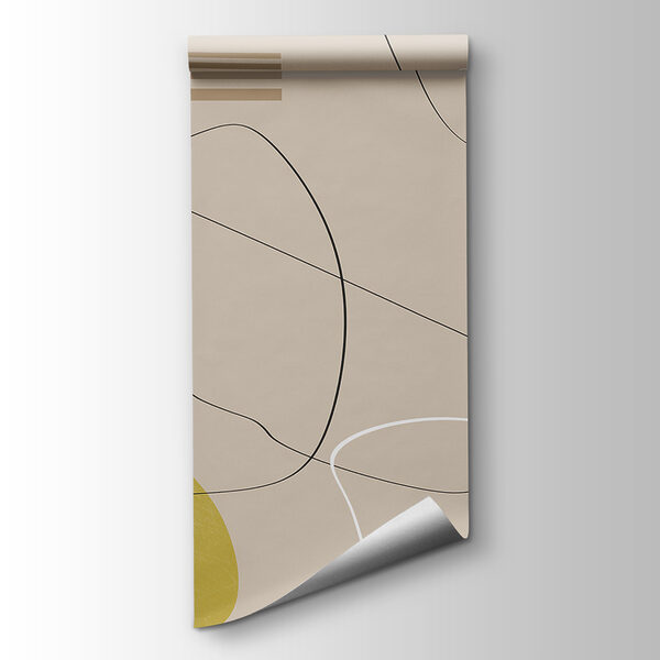 A yellow and black lines on a beige background