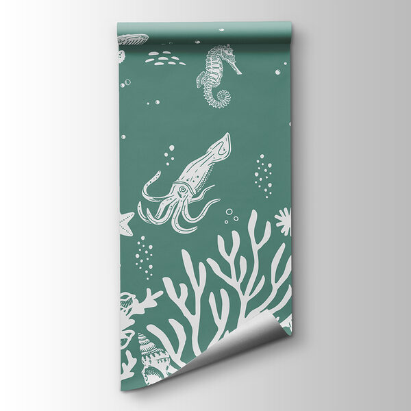 A white outline of sea animals A white outline of sea animals