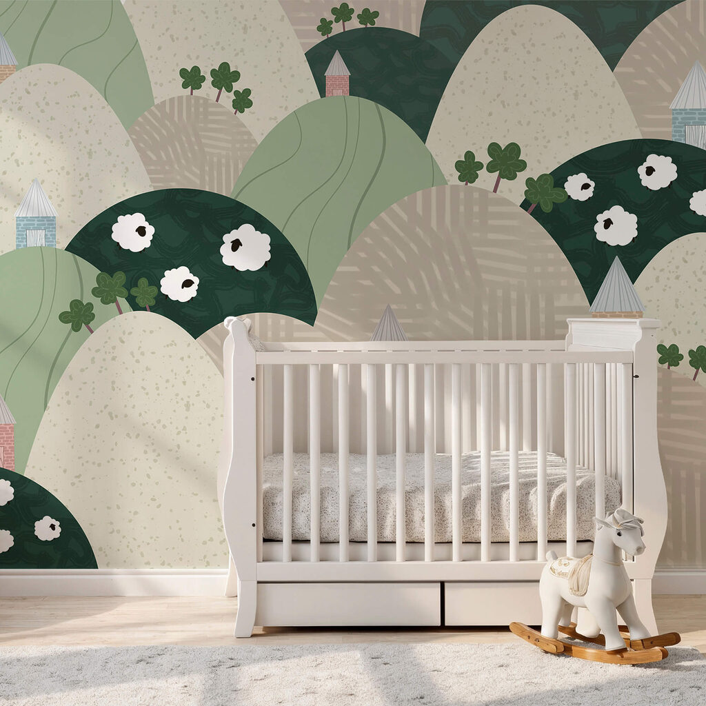 Táj dombokkal és virágokkal