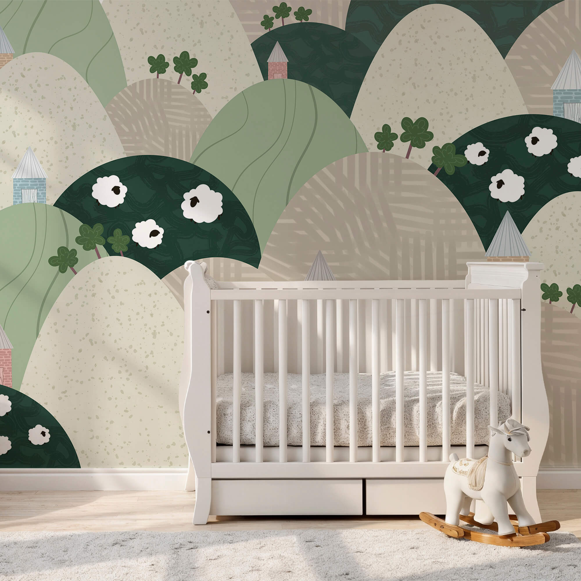 Táj dombokkal és virágokkal