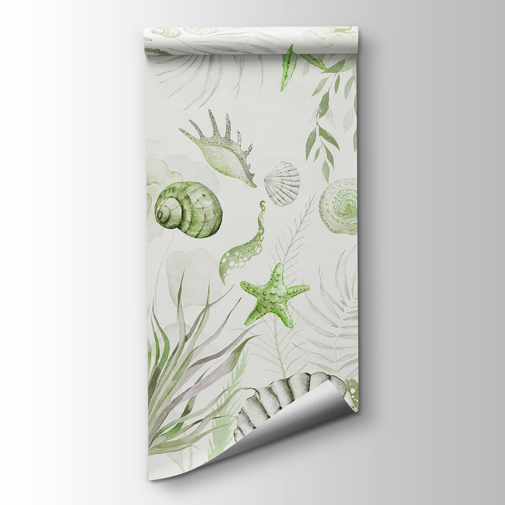 A watercolor sea creatures and plants
