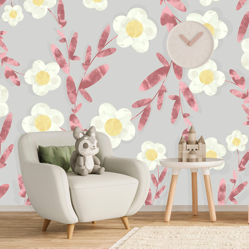 Fehér és sárga virágok mintája