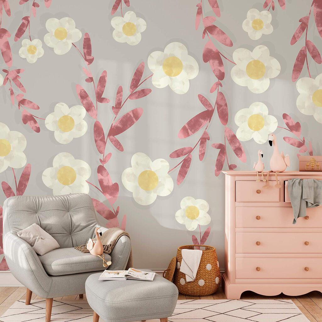 Fehér és sárga virágok mintája