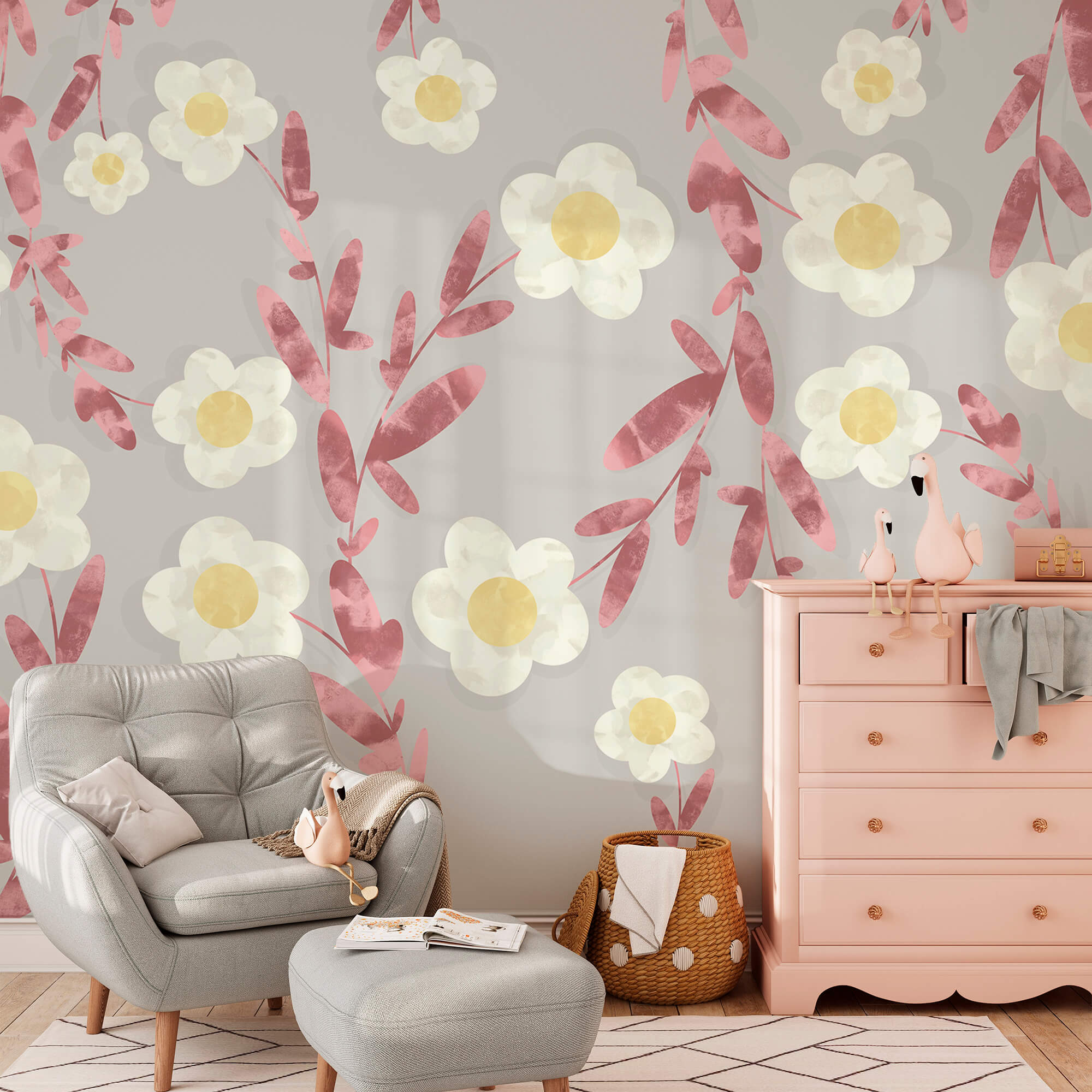 Fehér és sárga virágok mintája