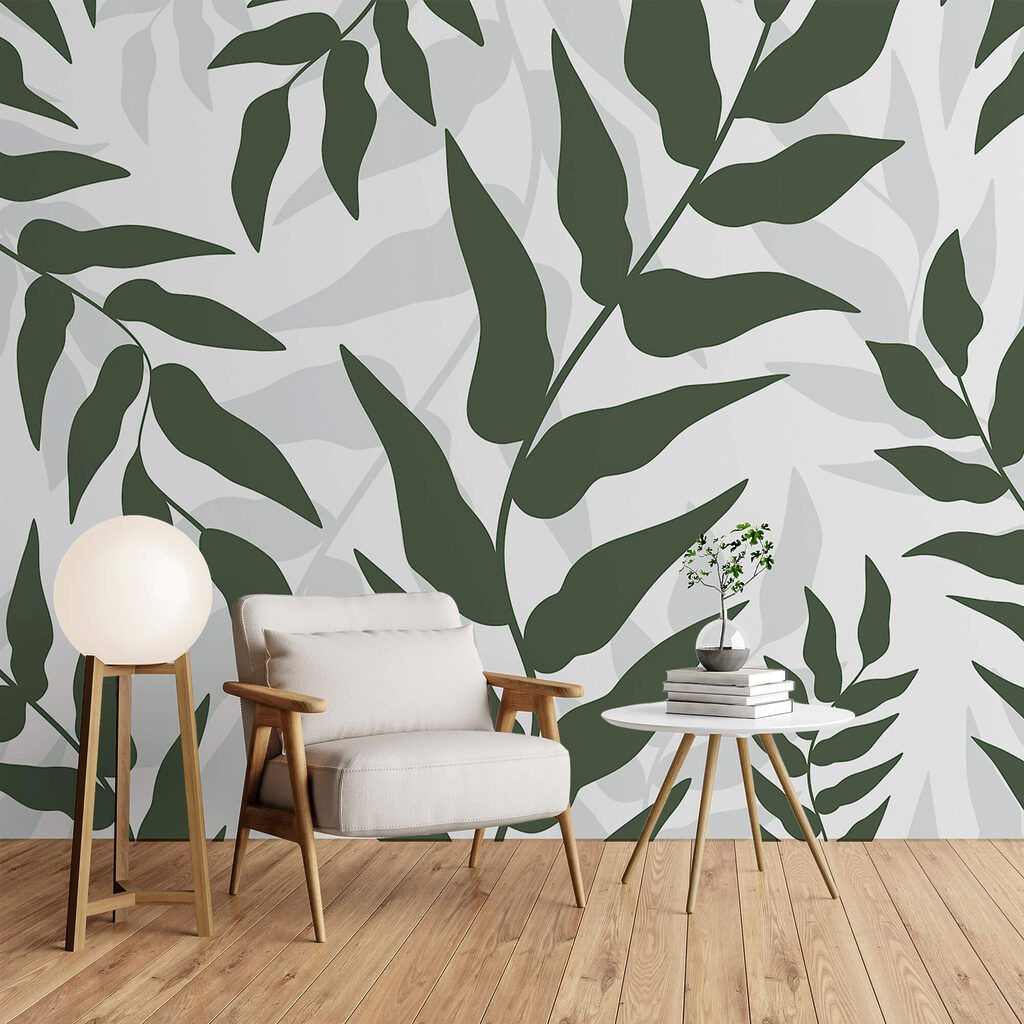 Levélmintázat fehér háttérrel