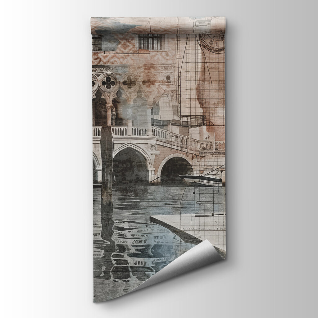 A collage of a building and a bridge