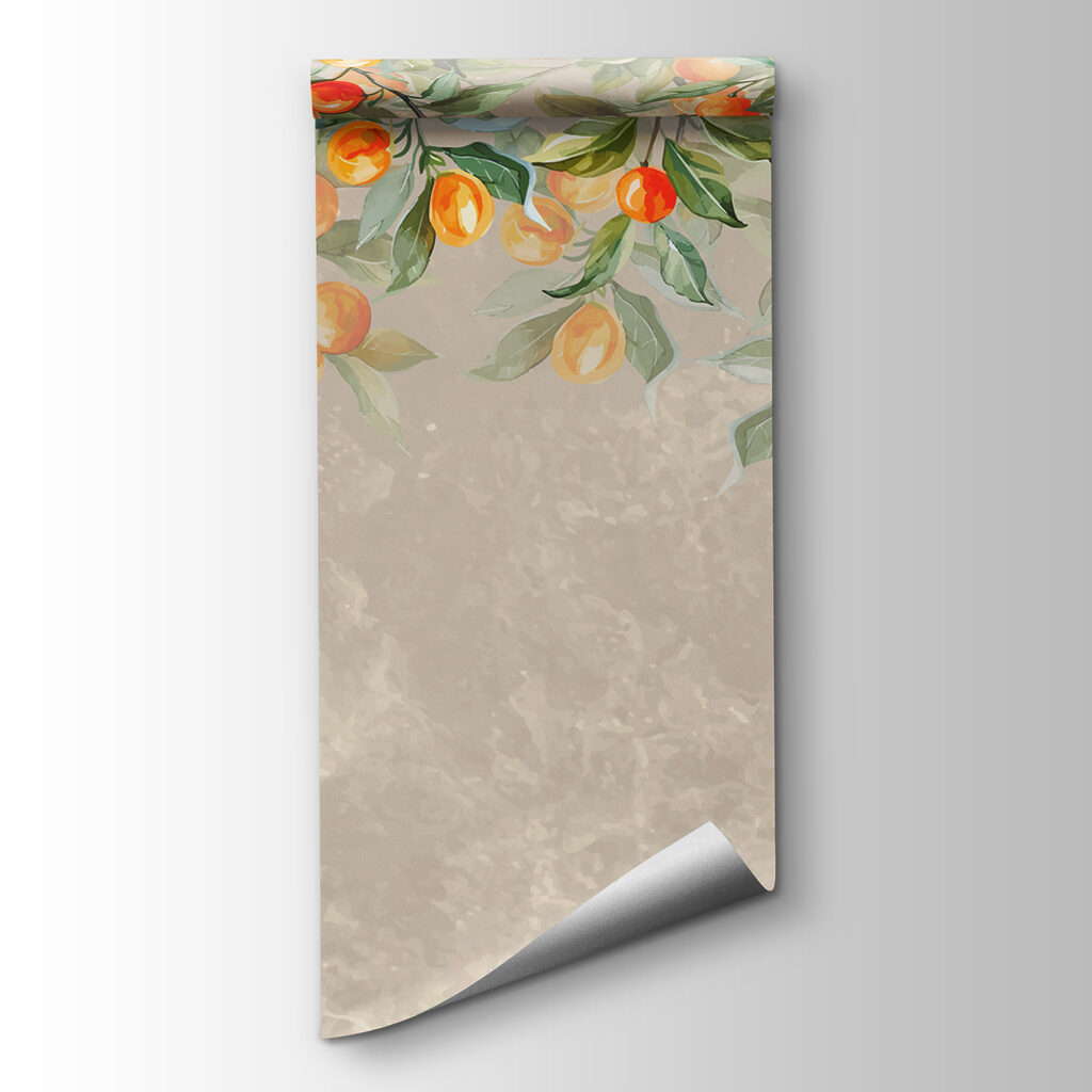 A painting of oranges on a tree A painting of oranges on a tree