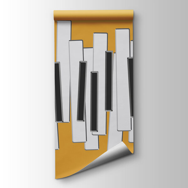 Piano keys on a yellow background Piano keys on a yellow background