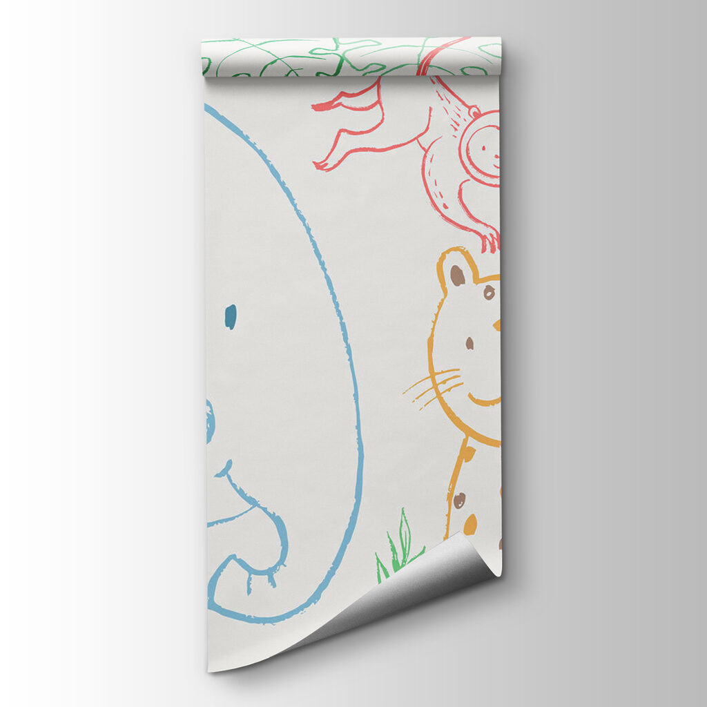 A drawing of animals and plants