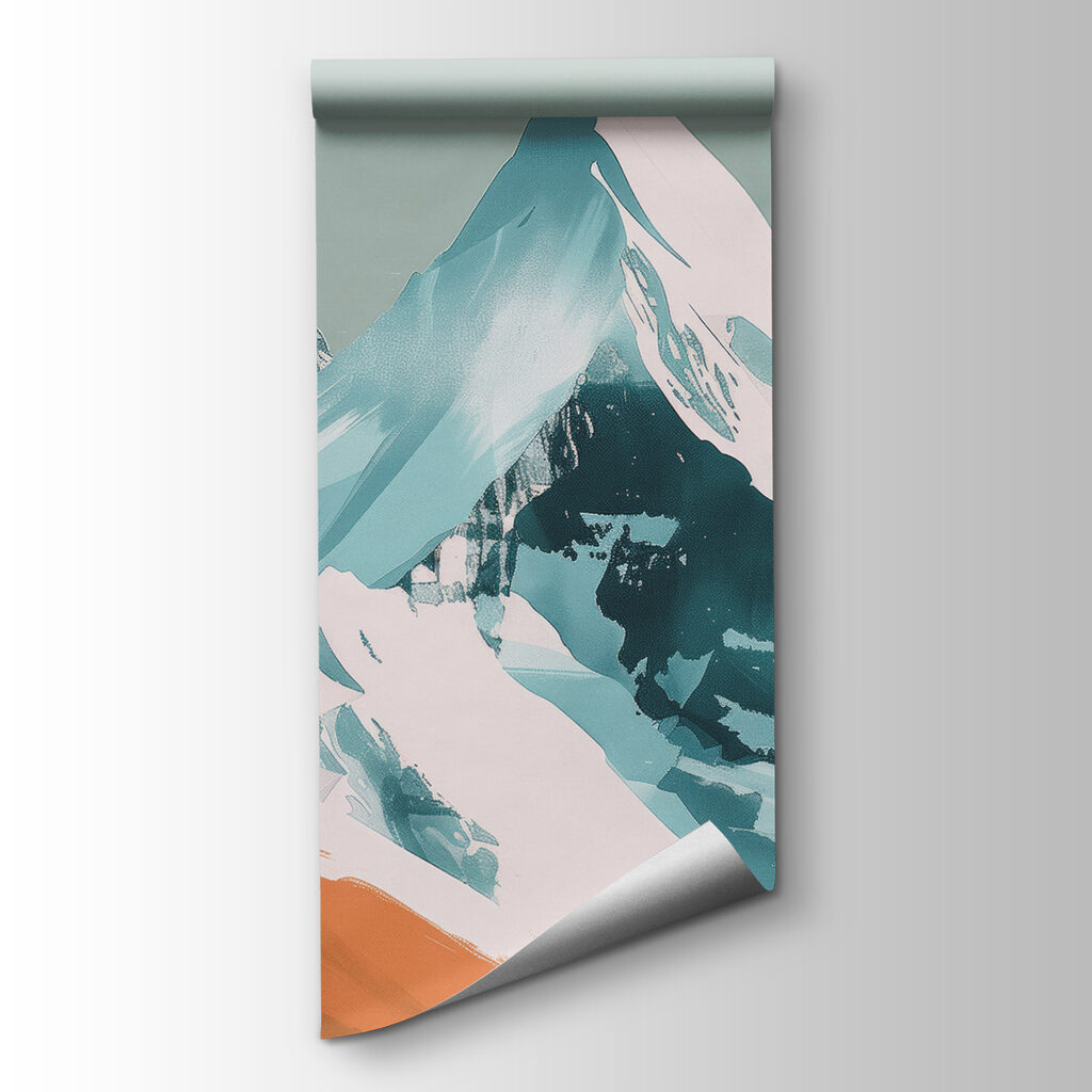 Mountain with snow and green hills