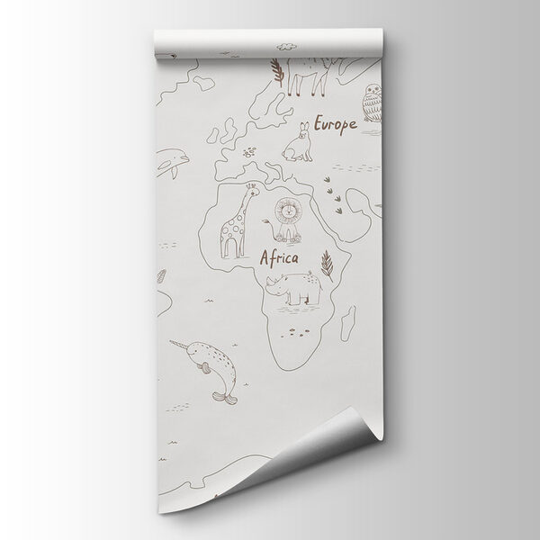 Map of the world with animals