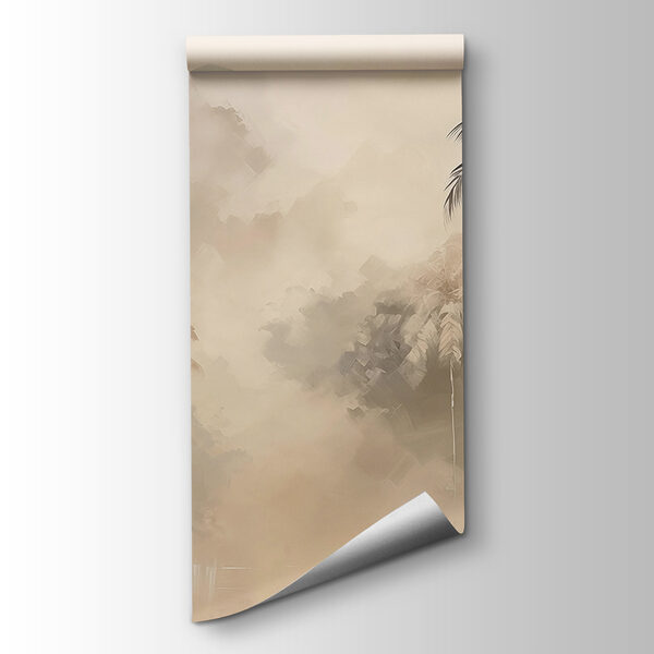 Painting of a forest with trees and fog Painting of a forest with trees and fog