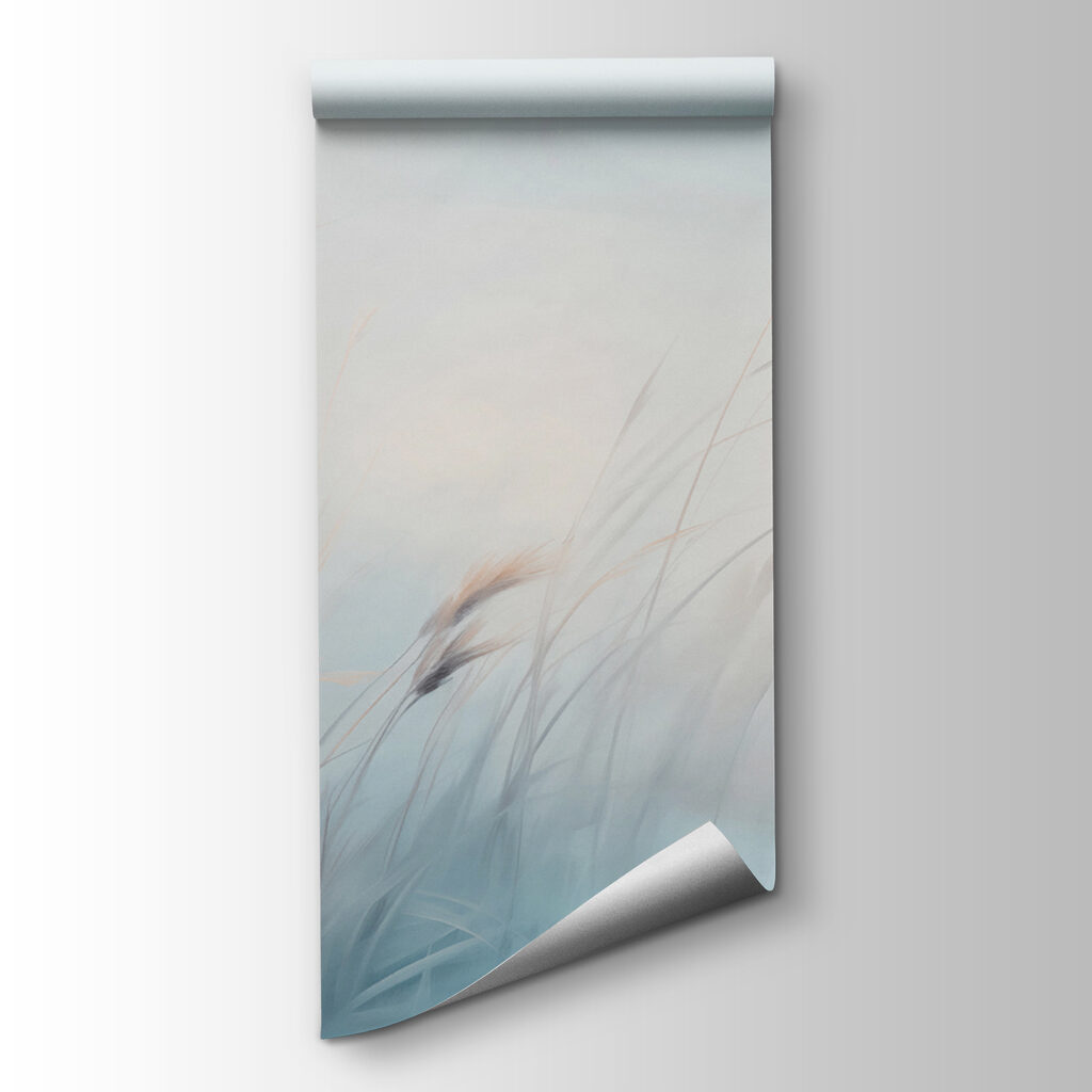 Field of grass with a foggy sky Field of grass with a foggy sky