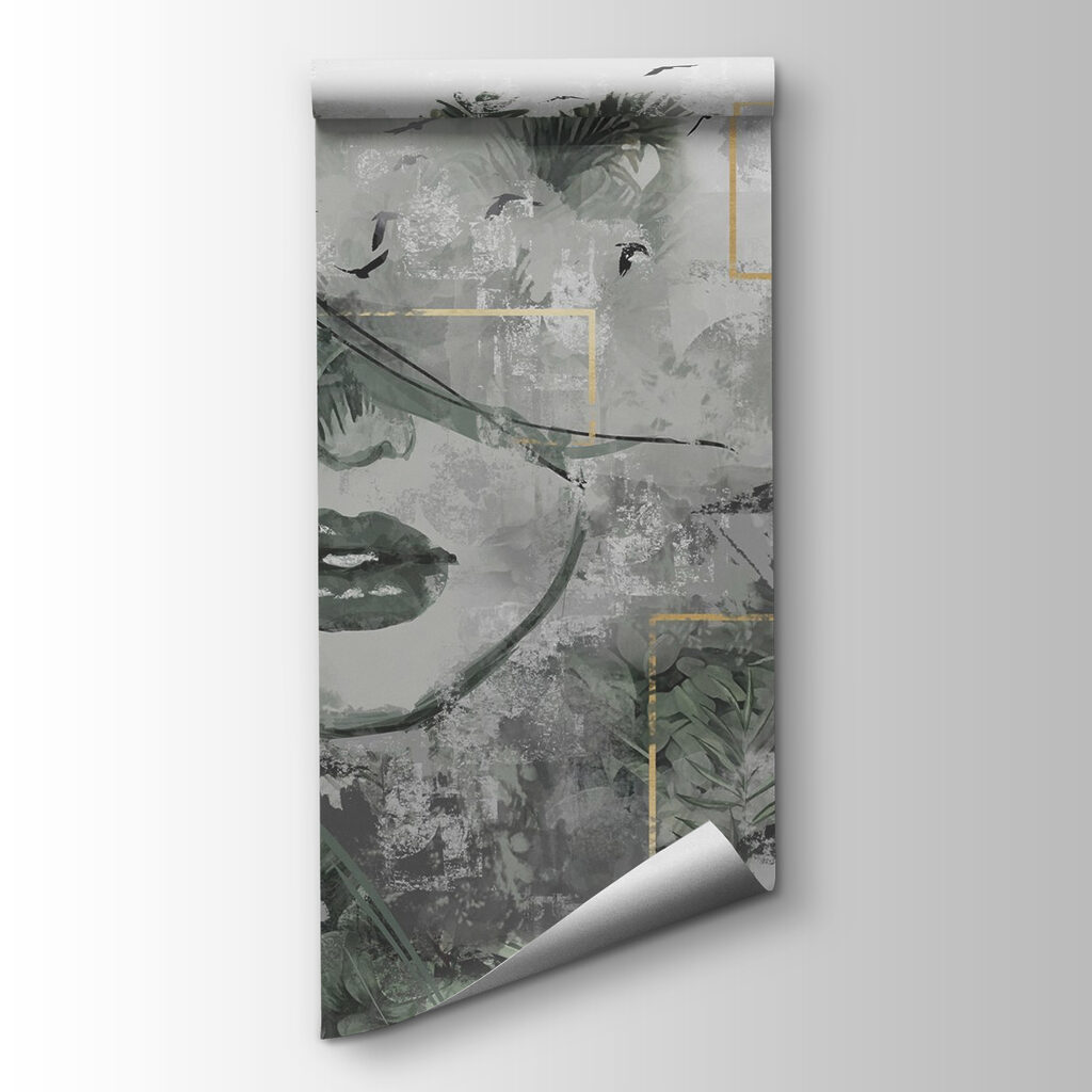 Painting of a woman's face and plants Painting of a woman's face and plants