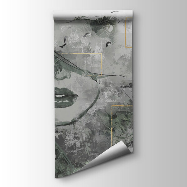 Painting of a woman's face and plants Painting of a woman's face and plants