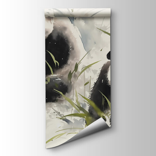 Couple of pandas in grass Couple of pandas in grass