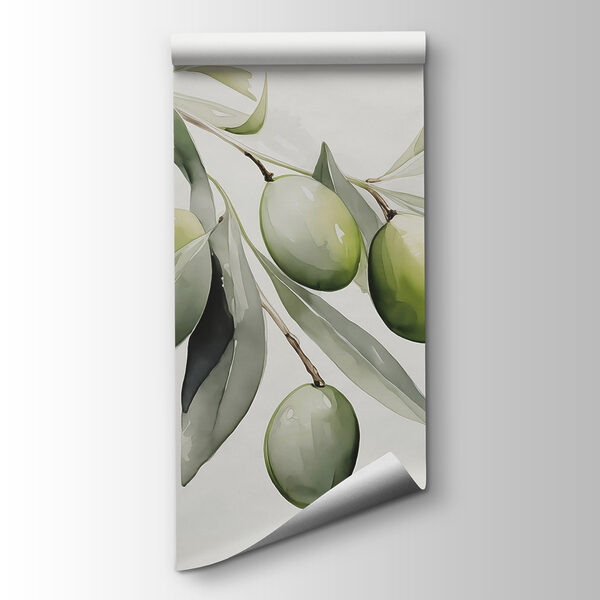 Branch with green fruits and leaves Branch with green fruits and leaves