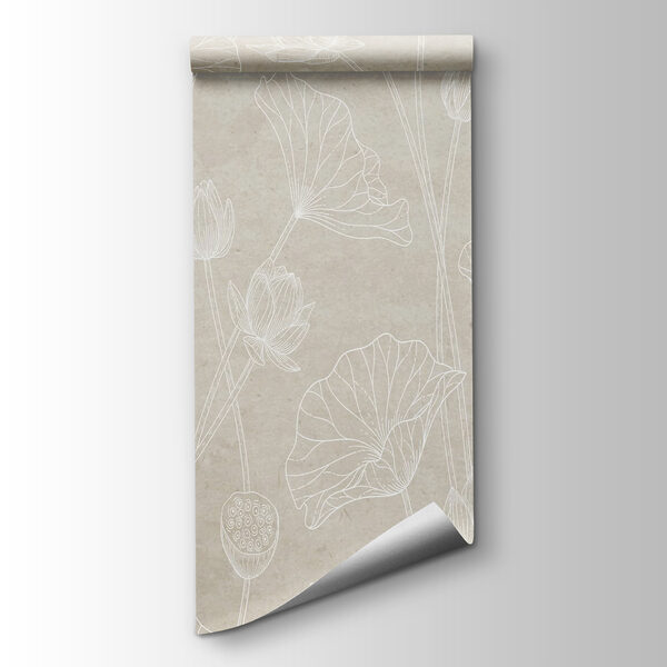 White line drawing of flowers