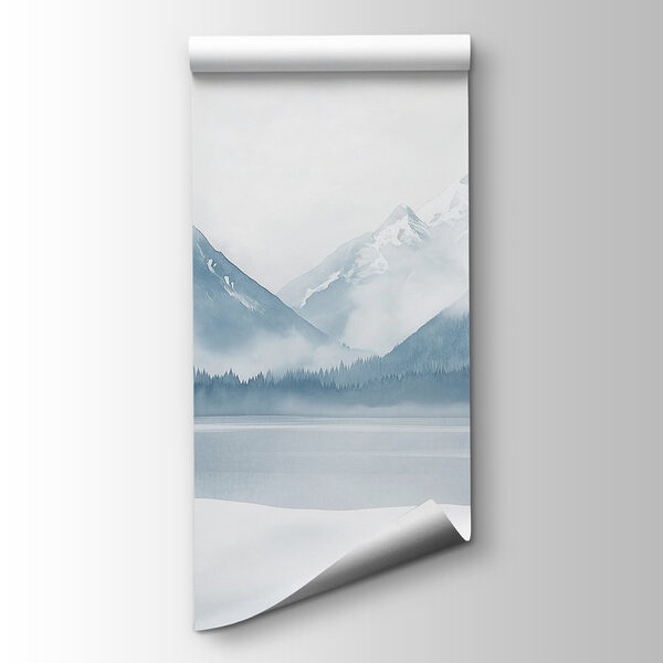 Lake surrounded by snow and mountains