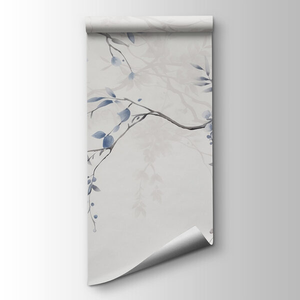 Branch with blue flowers and leaves Branch with blue flowers and leaves