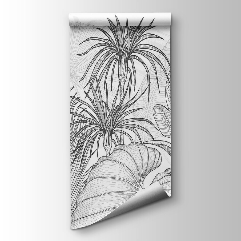 Black and white drawing of plants