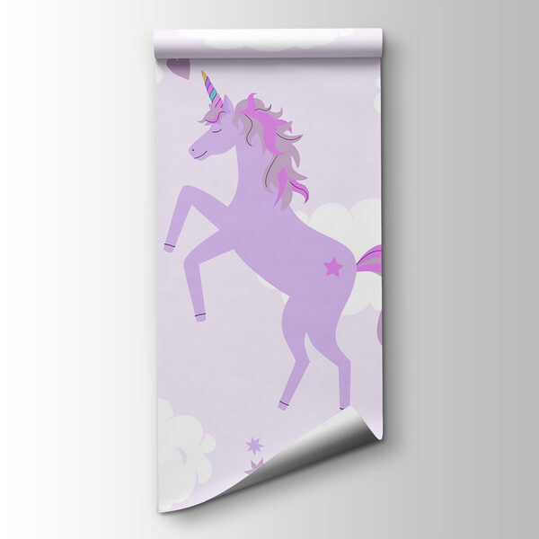 Purple unicorn with stars and rainbows