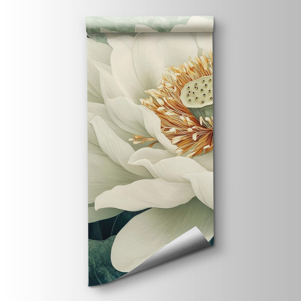 White flower with green leaves White flower with green leaves