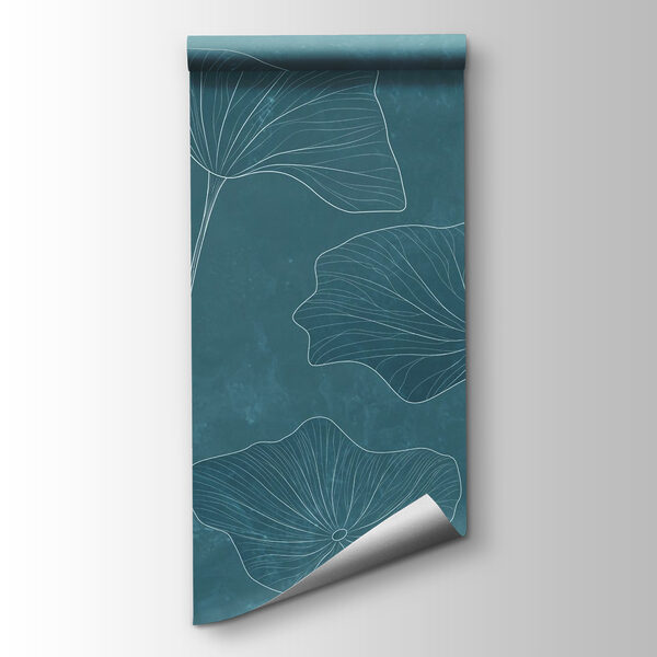 Drawing of leaves on a blue background
