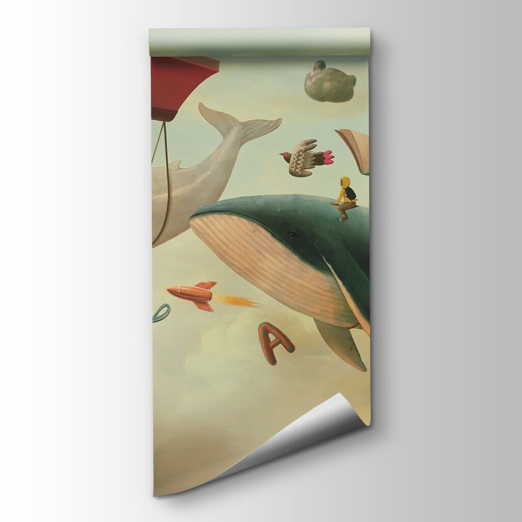 Whale and whale with books and a book on it