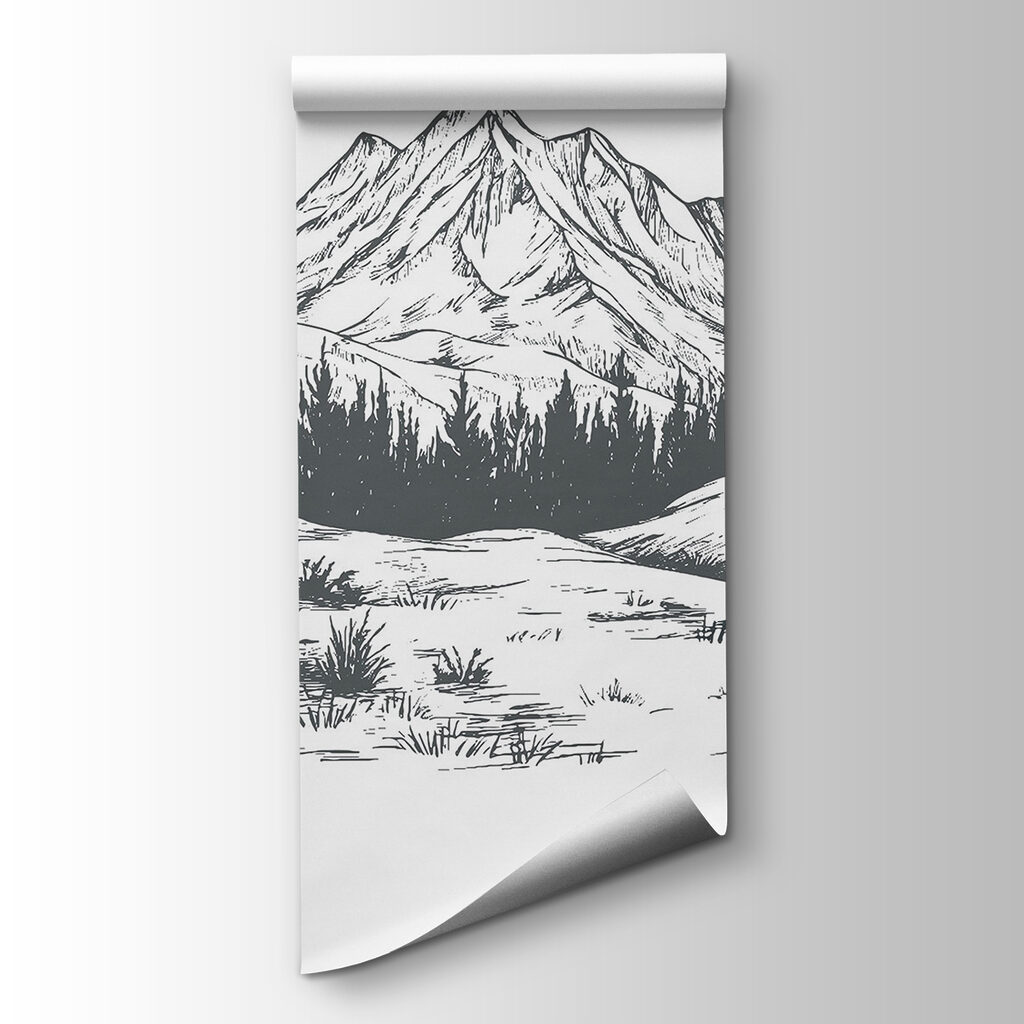 Drawing of a mountain range Drawing of a mountain range