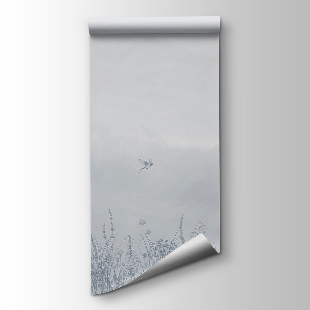 Bird flying over a field of flowers Bird flying over a field of flowers