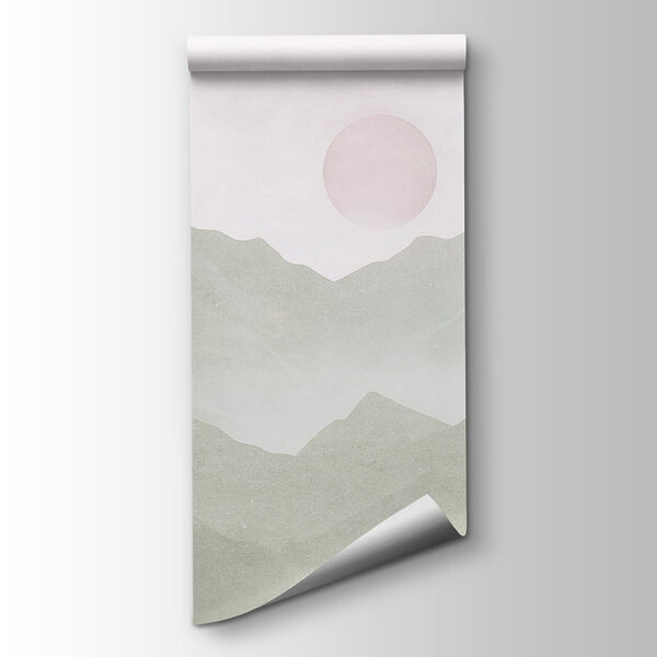 Mountain range with a sun in the distance Mountain range with a sun in the distance