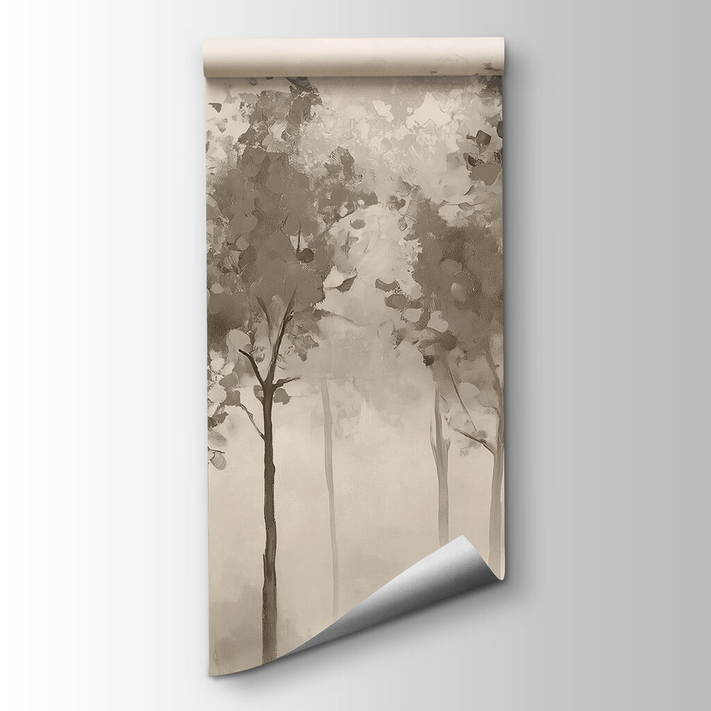 Group of trees in a foggy area Group of trees in a foggy area