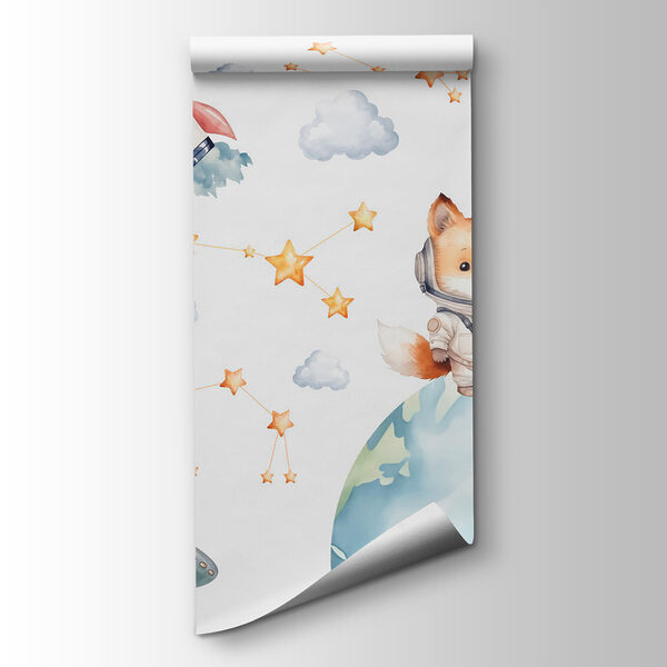 Watercolor cartoon of animals in space Watercolor cartoon of animals in space