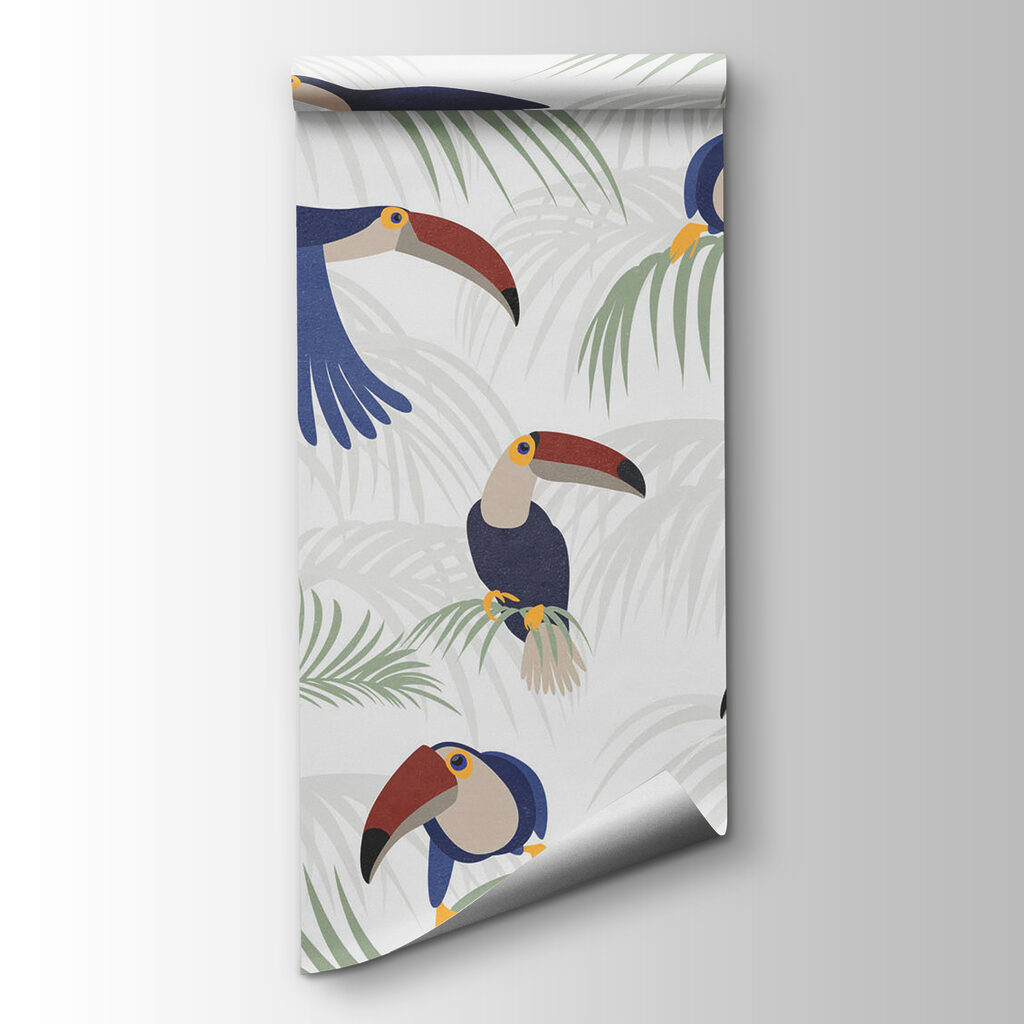 Pattern of birds and plants