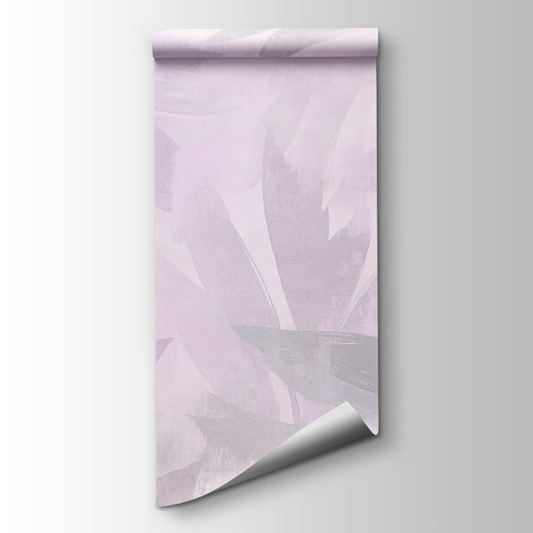 White and purple background with leaves