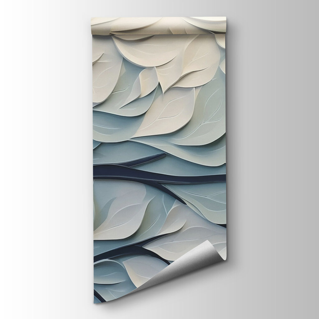 White and blue tree with leaves White and blue tree with leaves