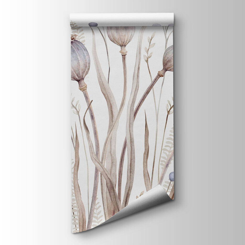 Watercolor painting of flowers and plants