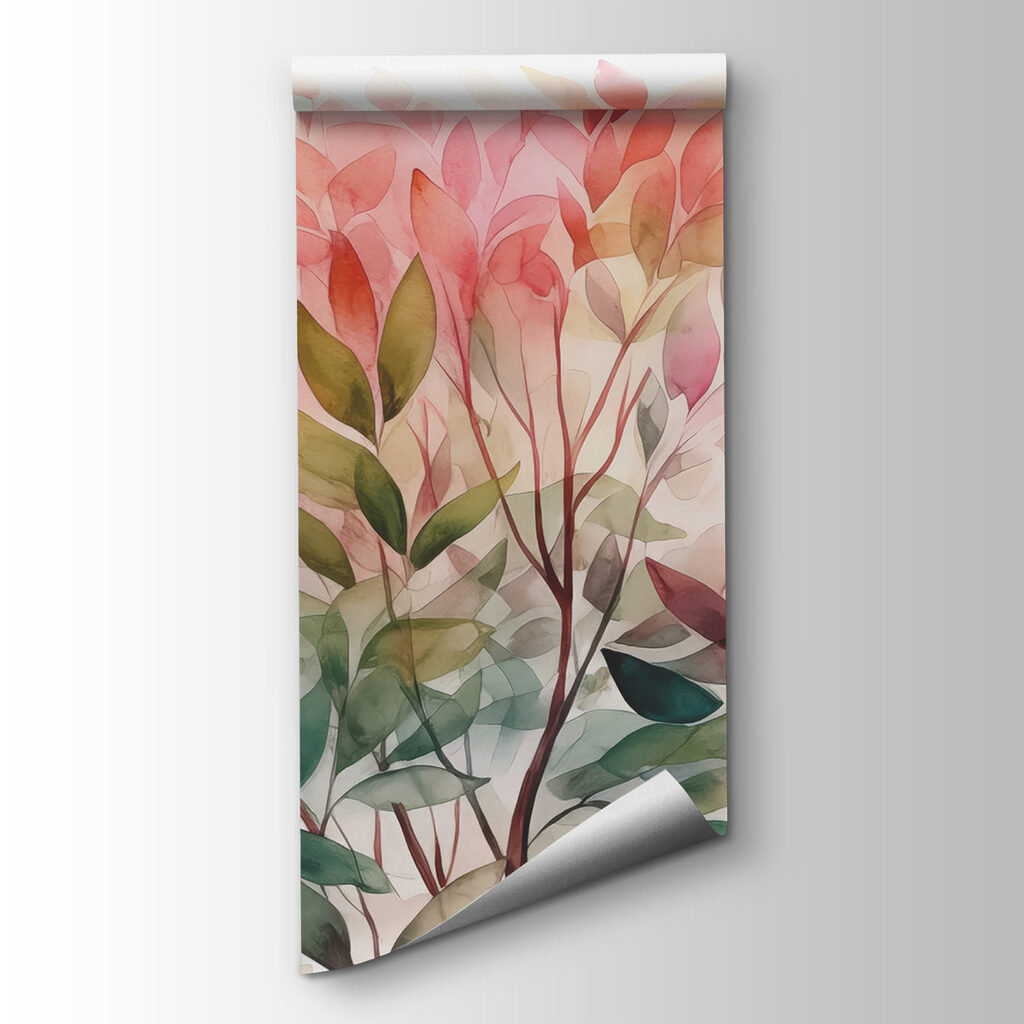 A painting of a tree with leaves A painting of a tree with leaves