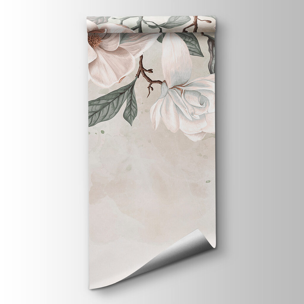 White flowers and leaves on a white background White flowers and leaves on a white background