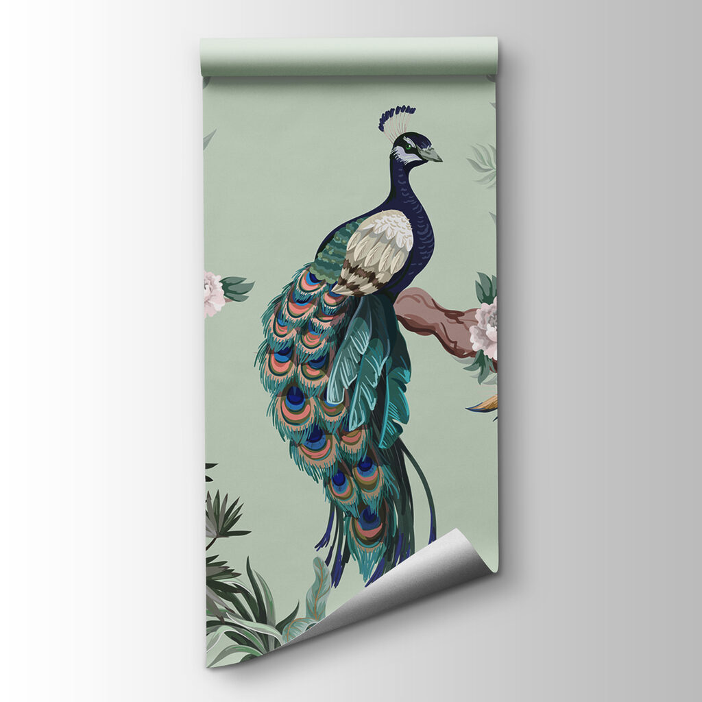 Wallpaper with birds on branches