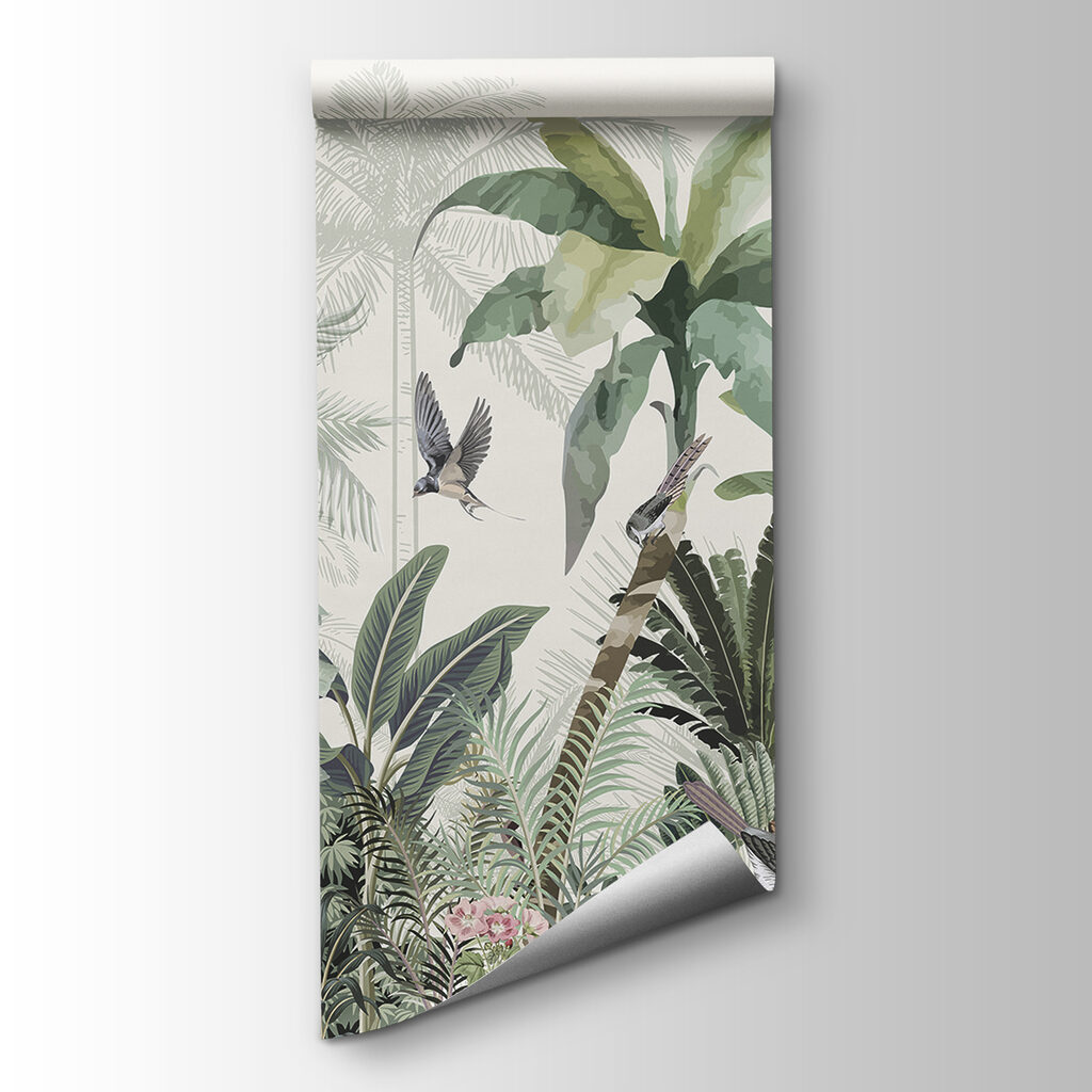Wallpaper with a tropical forest Wallpaper with a tropical forest