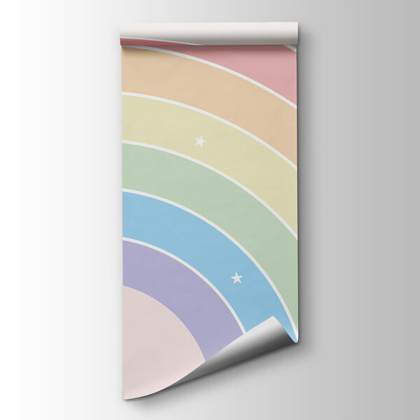 Rainbow with stars in the sky