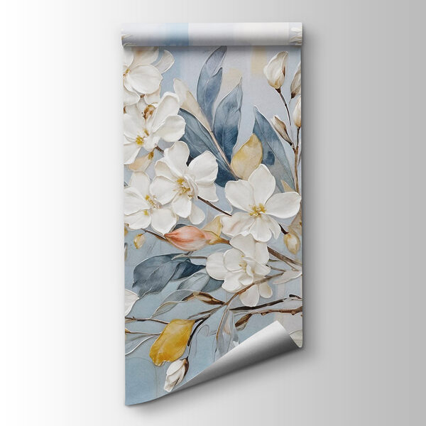 Painting of white flowers and leaves