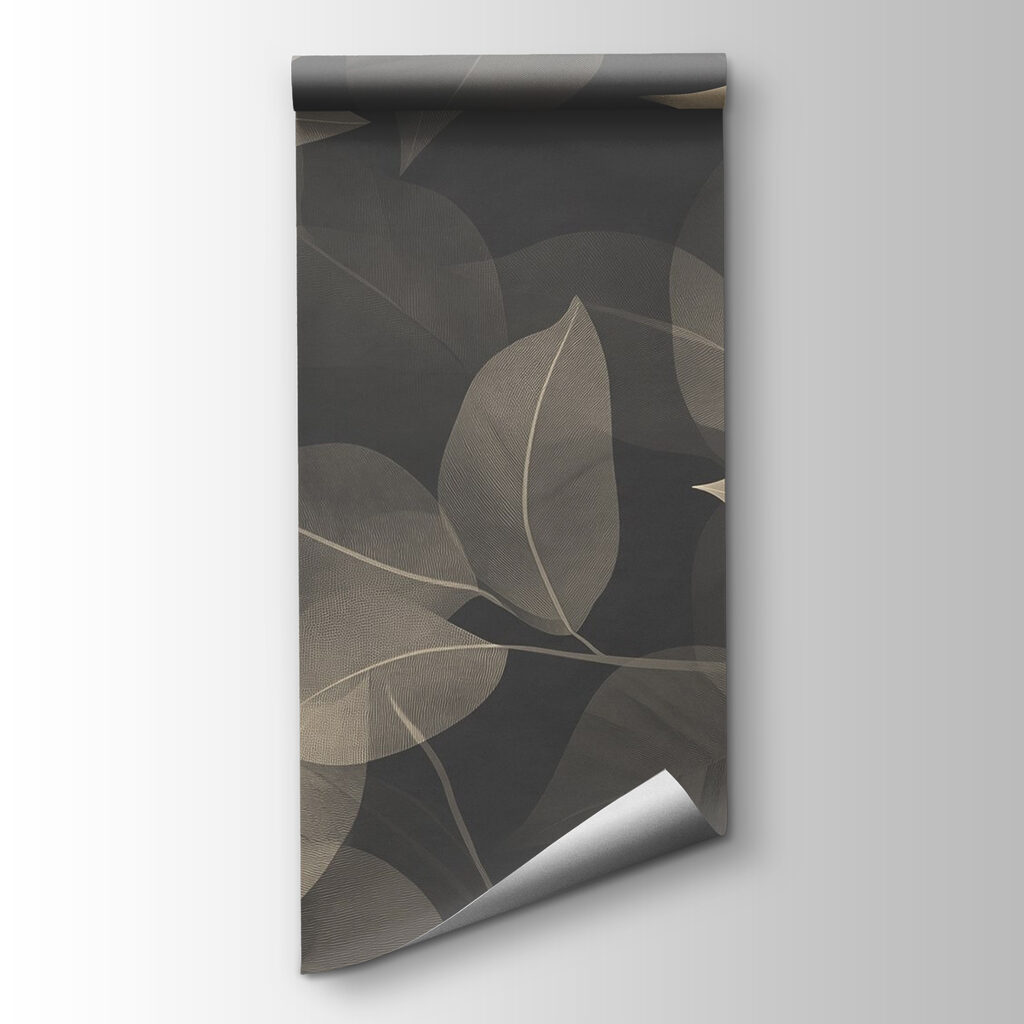Soft leaves on dark canvas background