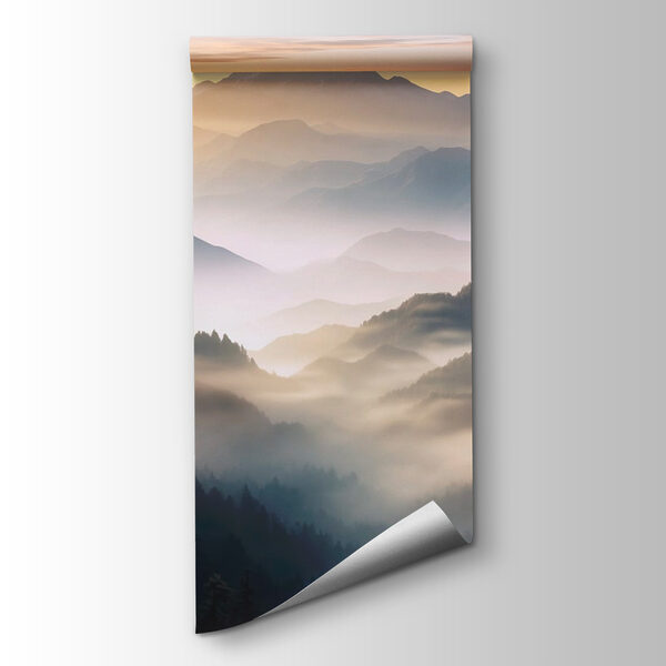 Landscape of mountains with fog and trees Landscape of mountains with fog and trees