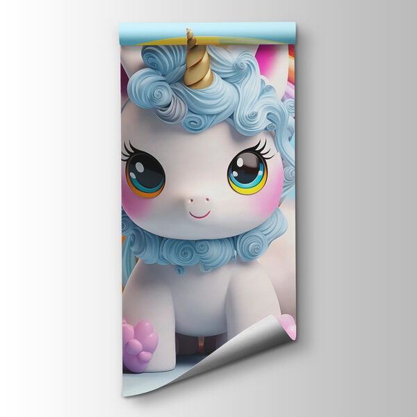 Toy unicorn with a rainbow in the background