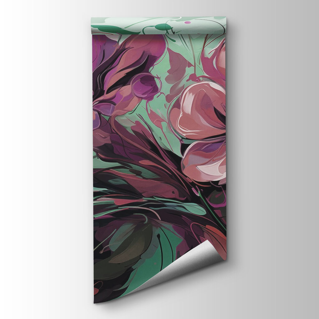 Painting of flowers on a green background