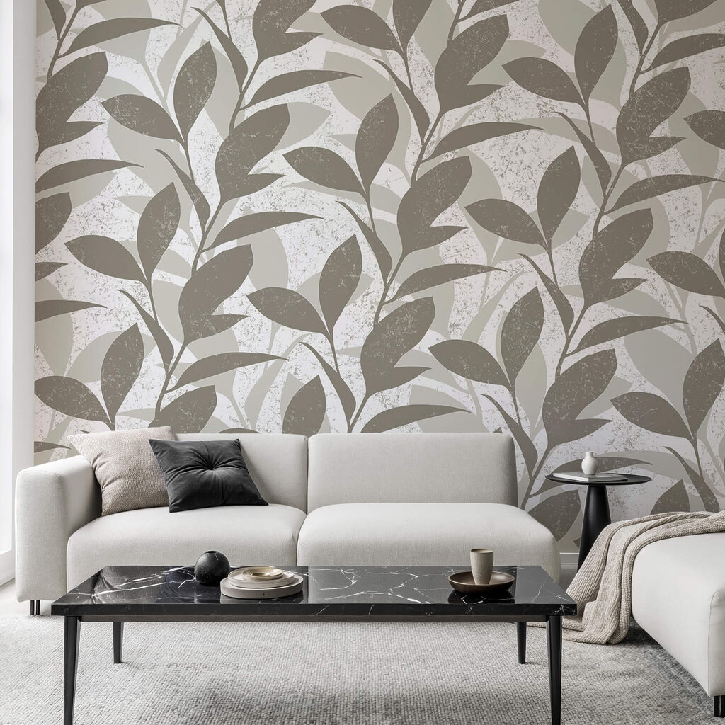 Levélmintázat fehér háttérrel